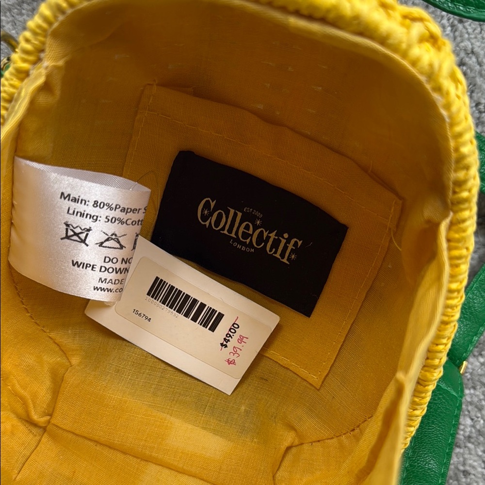 Modcloth Green and Yellow Crossbody Bag with Basket-Weave Design - Picture 2 of 6